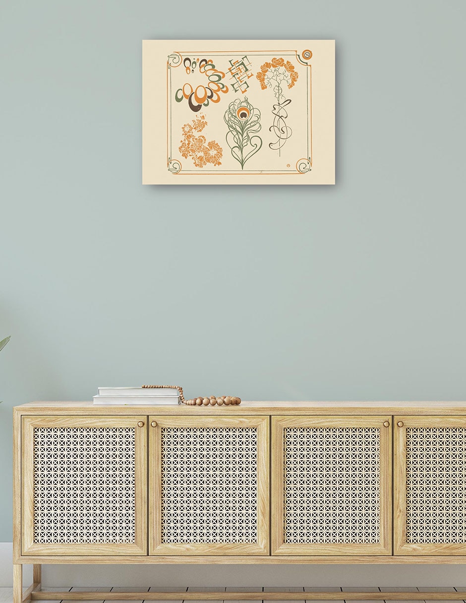 Cuadro decorativo Diseño Abstracto A Base De Flores Y Formas Curvilíneas (1900) técnica mixta Formas 4