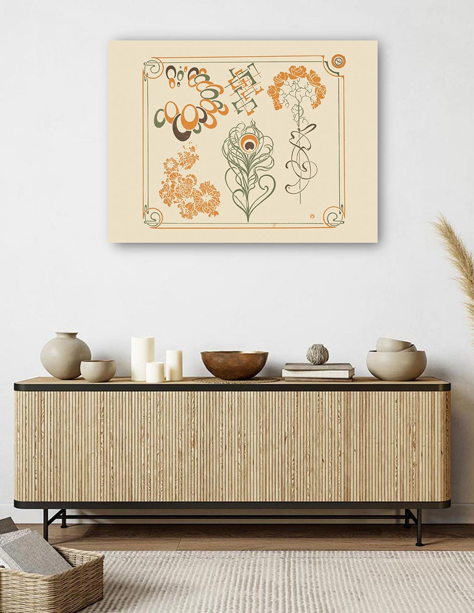 Cuadro decorativo Diseño Abstracto A Base De Flores Y Formas Curvilíneas (1900) técnica mixta Formas 5