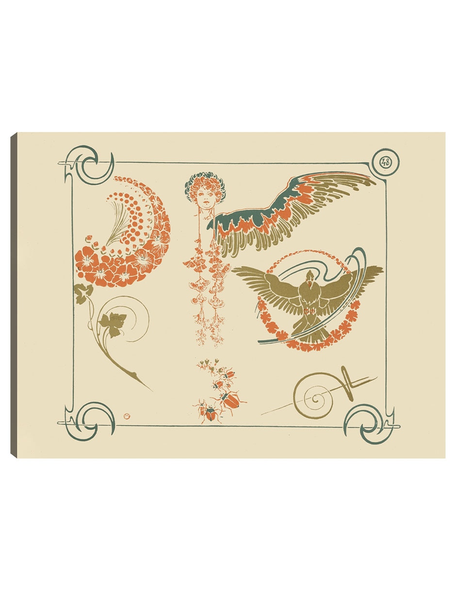 Cuadro decorativo Diseño Abstracto Basado En Flores, Ángeles, Pájaros, Escarabajos. (1900) técnica mixta Formas