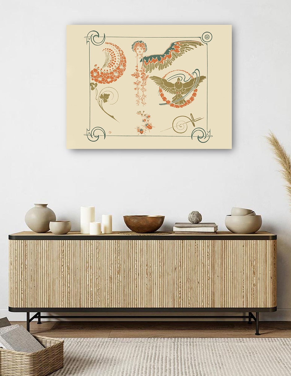 Cuadro decorativo Diseño Abstracto Basado En Flores, Ángeles, Pájaros, Escarabajos. (1900) técnica mixta Formas 5