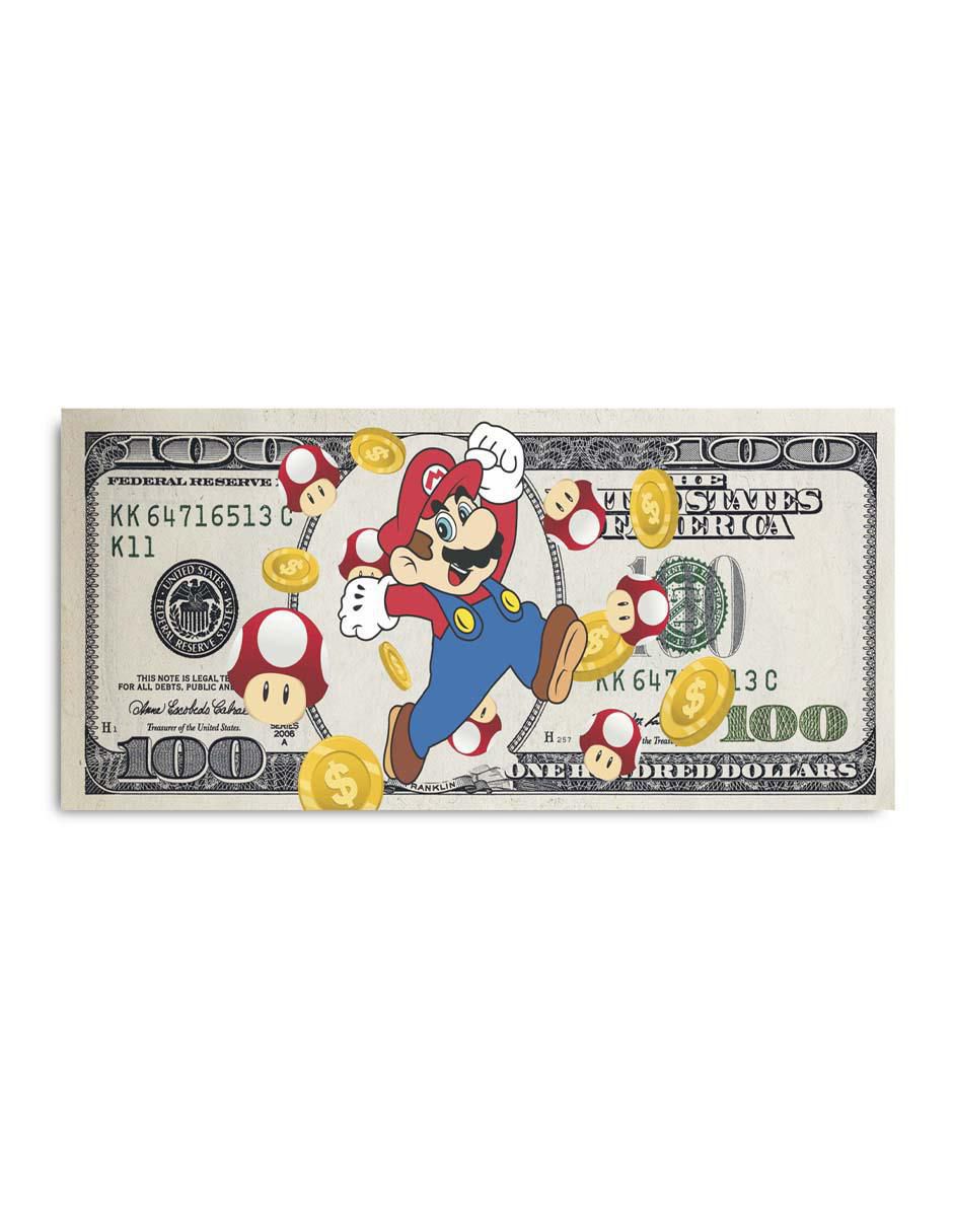 Cuadro decorativo Canvas Art Billete de Mario Bros con barniz a registro