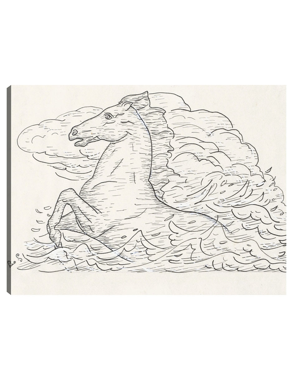Cuadro decorativo Caballo En El Mar (1891) técnica mixta Bocetos