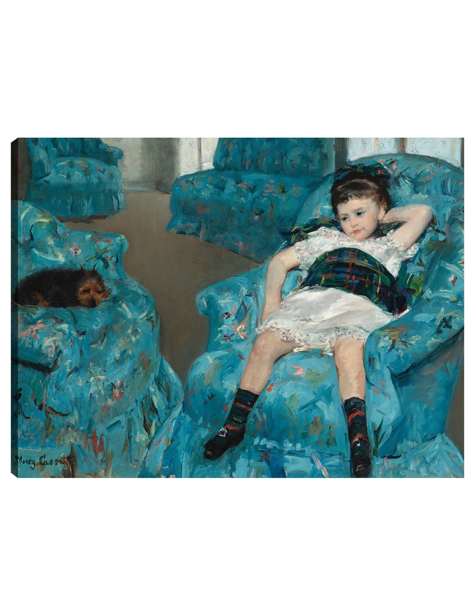 Cuadro decorativo Niña En Un Sillón Azul técnica mixta Gente