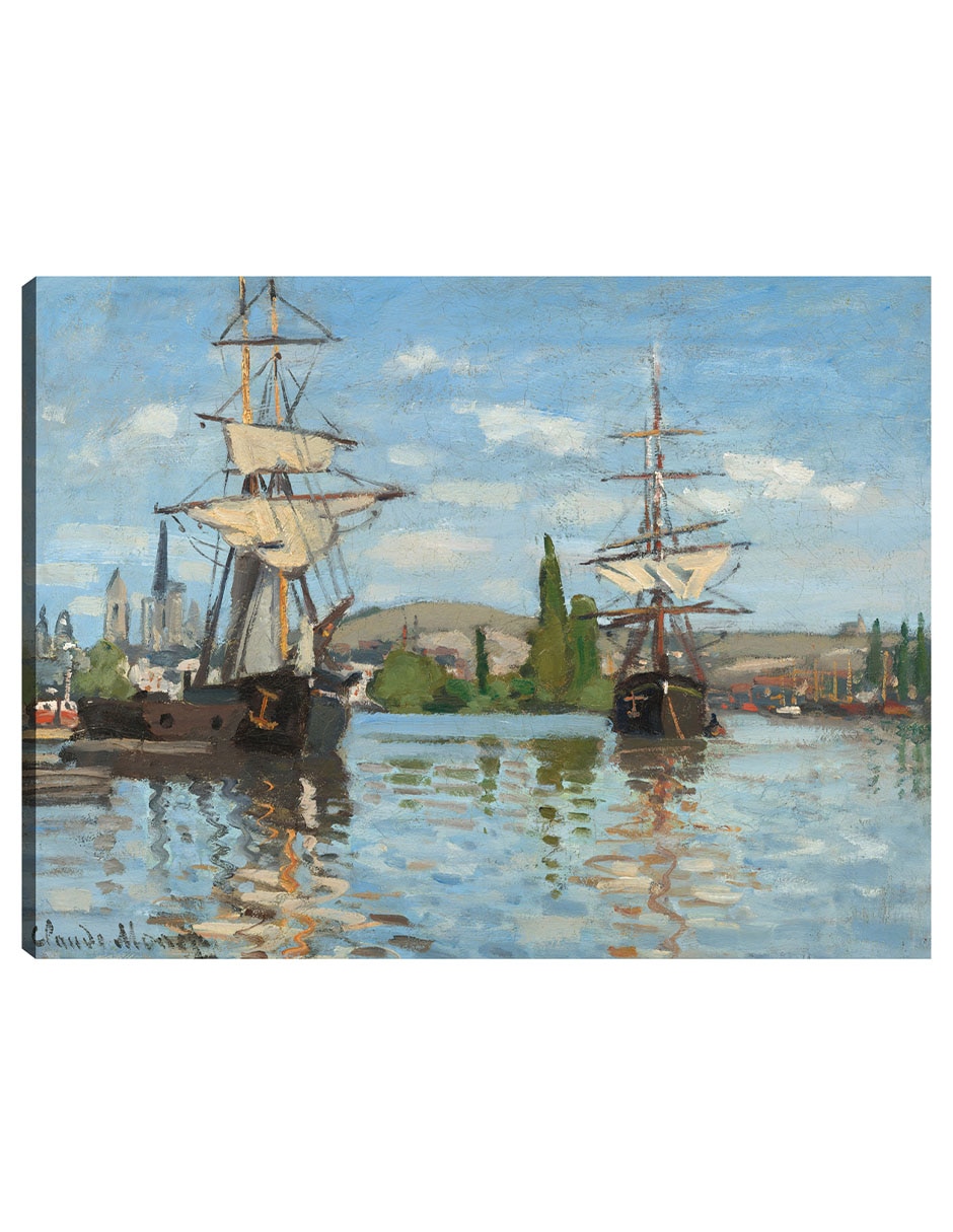 Cuadro decorativo Barcos Navegando Por El Sena En Rouen técnica mixta Navegación Cuadro decorativo Barcos Navegando Por El Sena En Rouen técnica mixta Navegación