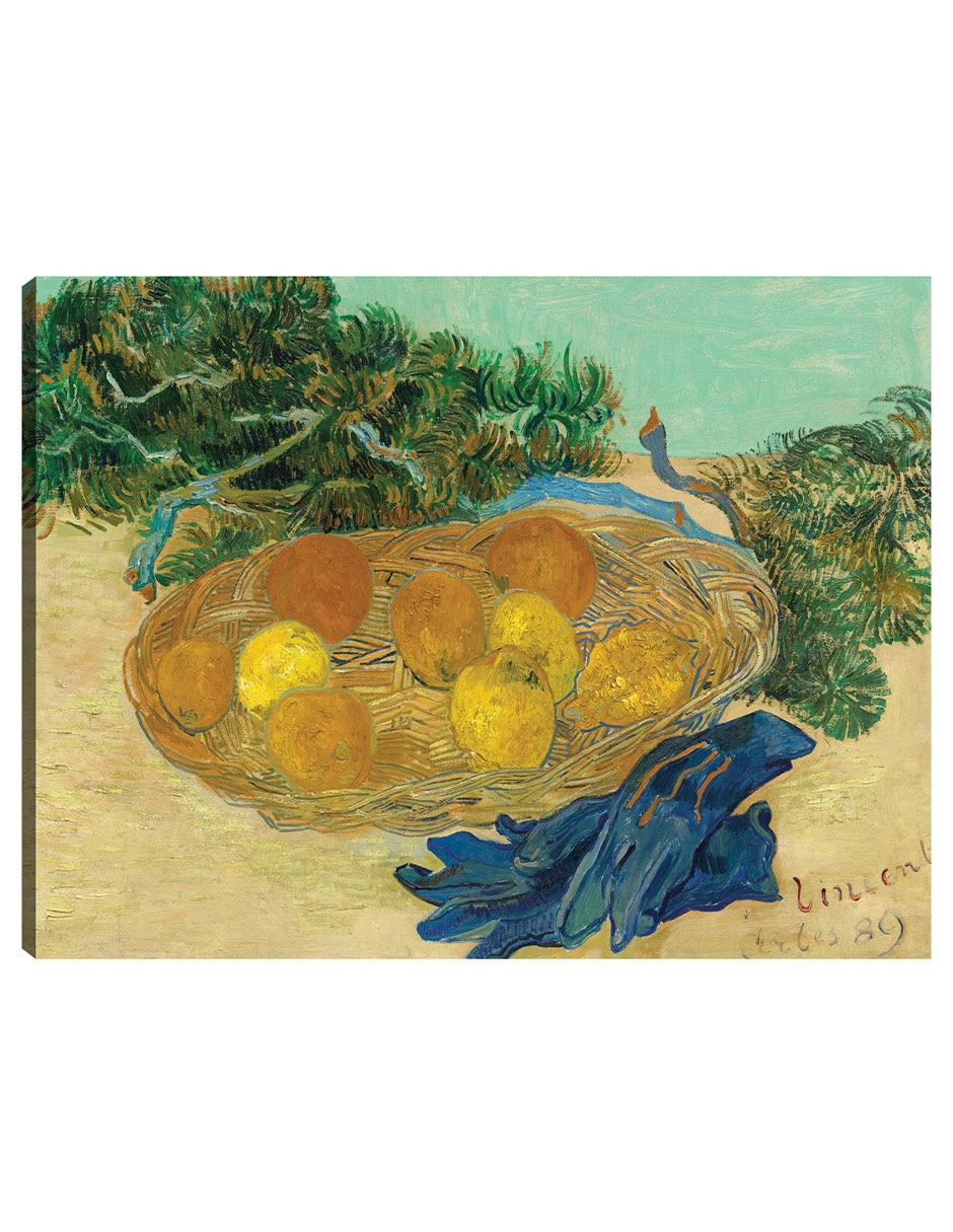Cuadro decorativo Bodegón De Naranjas Y Limones Con Guantes Azules técnica mixta Cuadro decorativo Bodegón De Naranjas Y Limones Con Guantes Azules técnica mixta