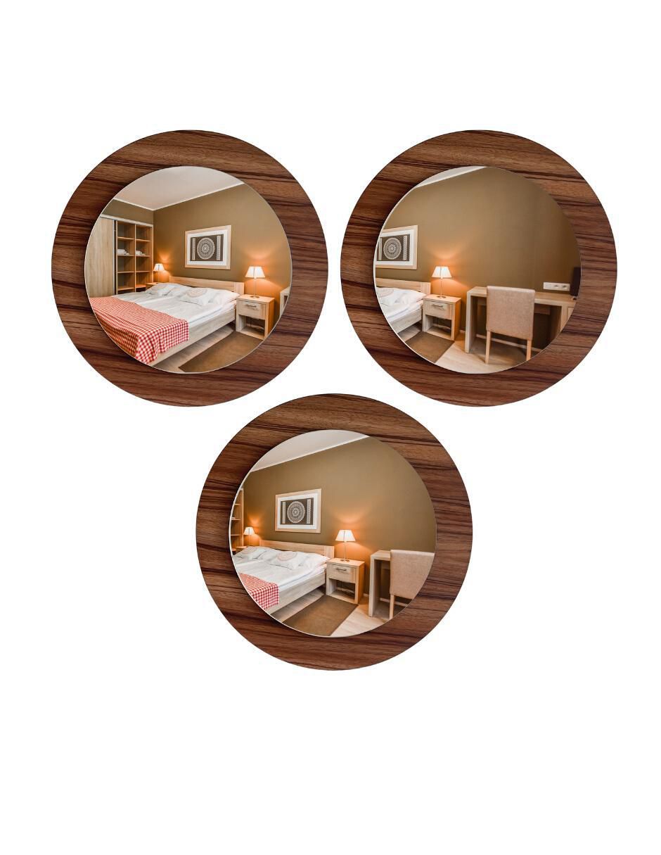 Espejo redondo decorativo de pared de madera glanz oak Espejo redondo decorativo de pared de madera glanz oak