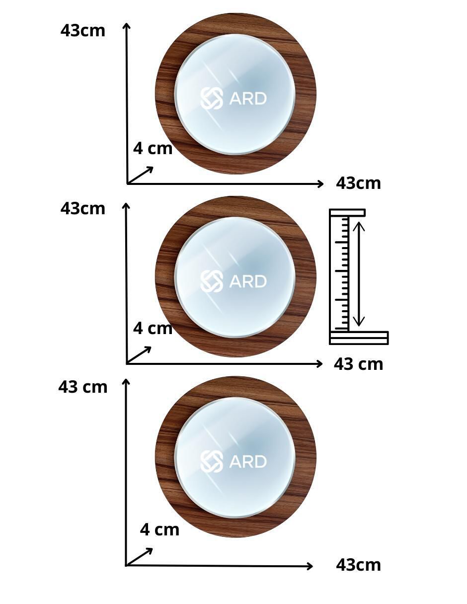 Espejo redondo decorativo de pared de madera glanz oak 9