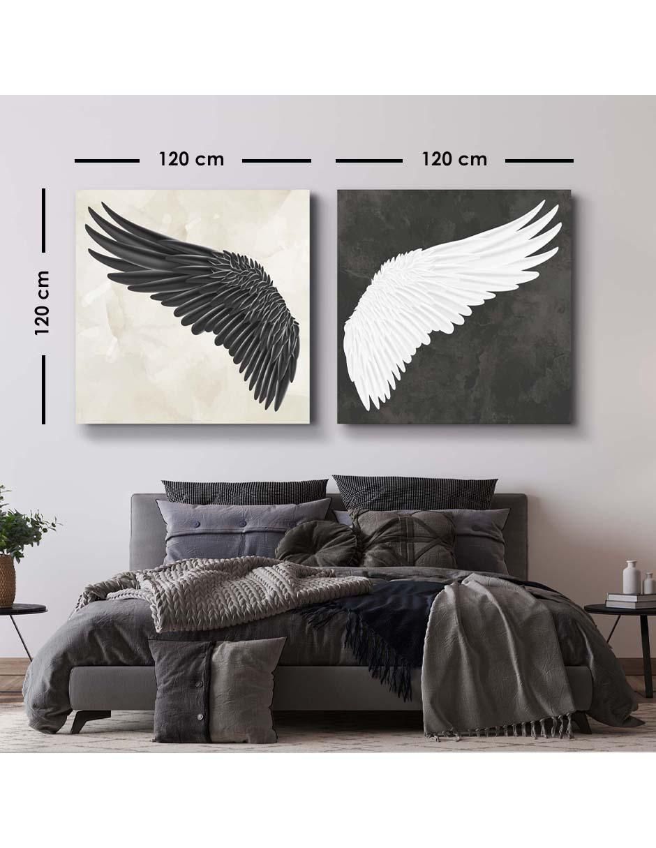 Cuadro decorativo Canvas Art Set de alas realistas duales con barniz a registro