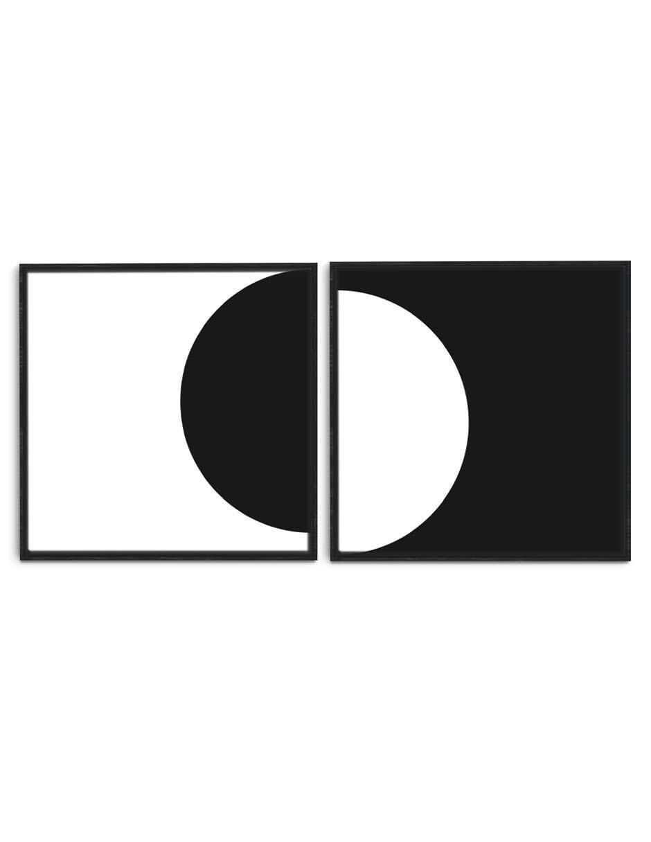Cuadro decorativo Canvas Art Set de círculo blanco y negro con barniz a registro