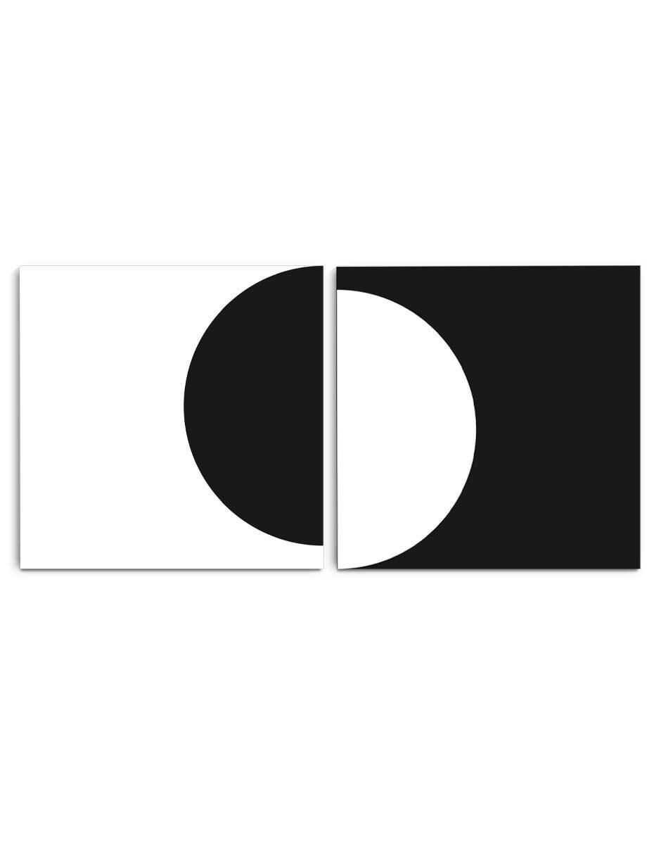 Cuadro decorativo Set de círculo blanco y negro con barniz a registro 1