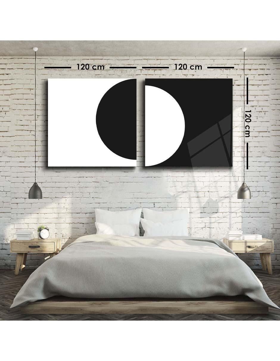Cuadro decorativo Set de círculo blanco y negro con barniz a registro 9