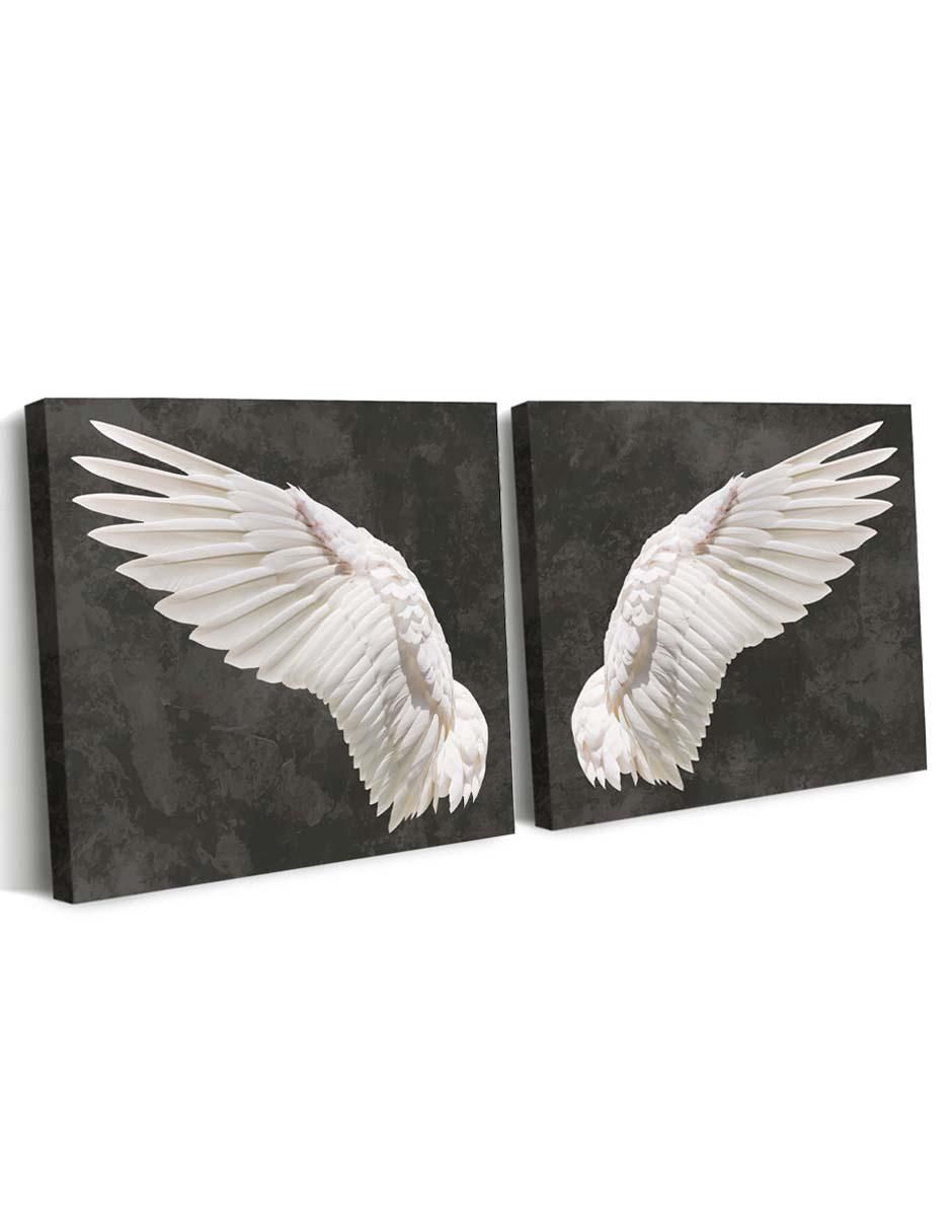 Cuadro decorativo Canvas Art Set de alas angelicales blancas con barniz a registro