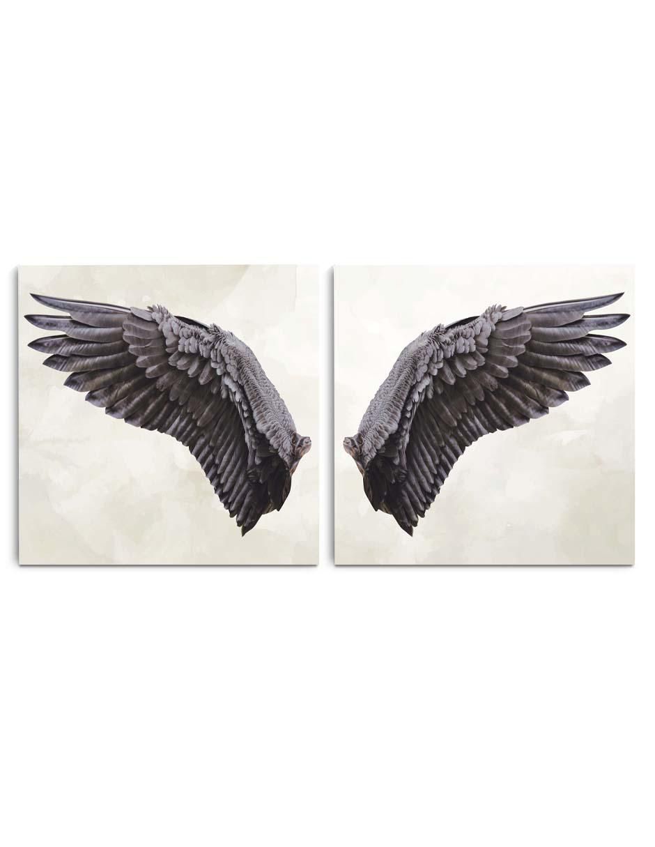 Cuadro decorativo Canvas Art Set de alas de ángel negras con barniz a registro