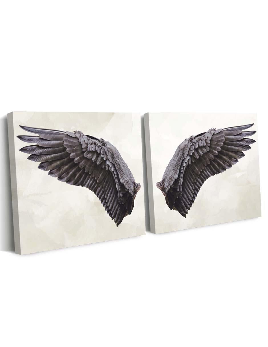 Cuadro decorativo Canvas Art Set de alas de ángel negras con barniz a registro