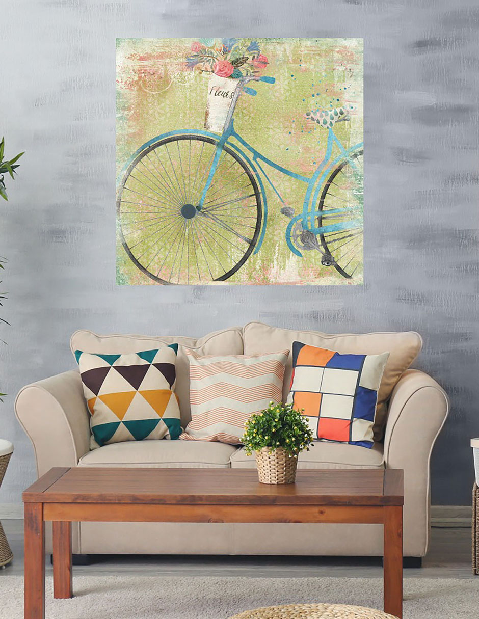 Cuadro decorativo Azul de Bicicleta técnica mixta 6
