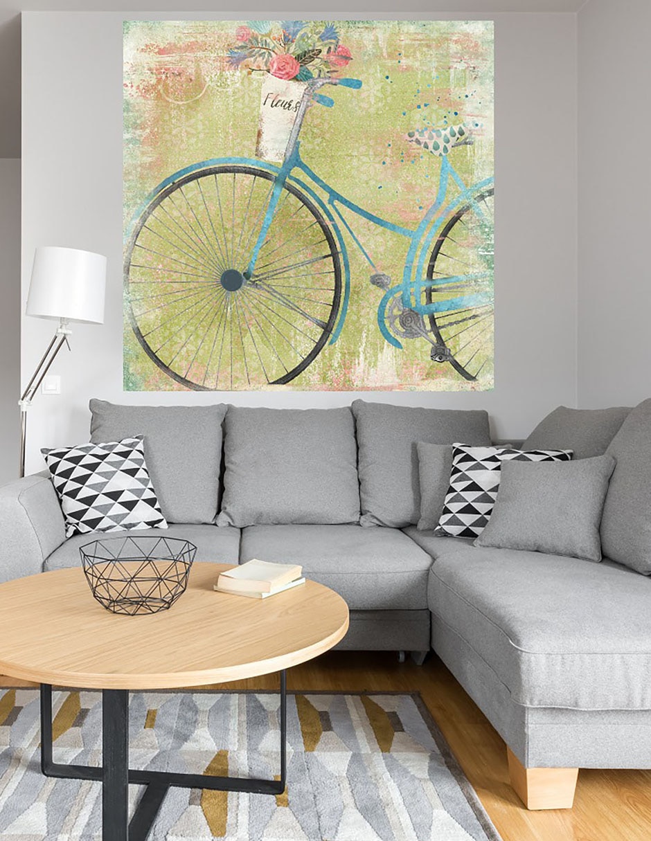 Cuadro decorativo Azul de Bicicleta técnica mixta 4