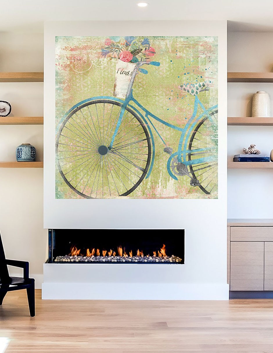 Cuadro decorativo Azul de Bicicleta técnica mixta 2