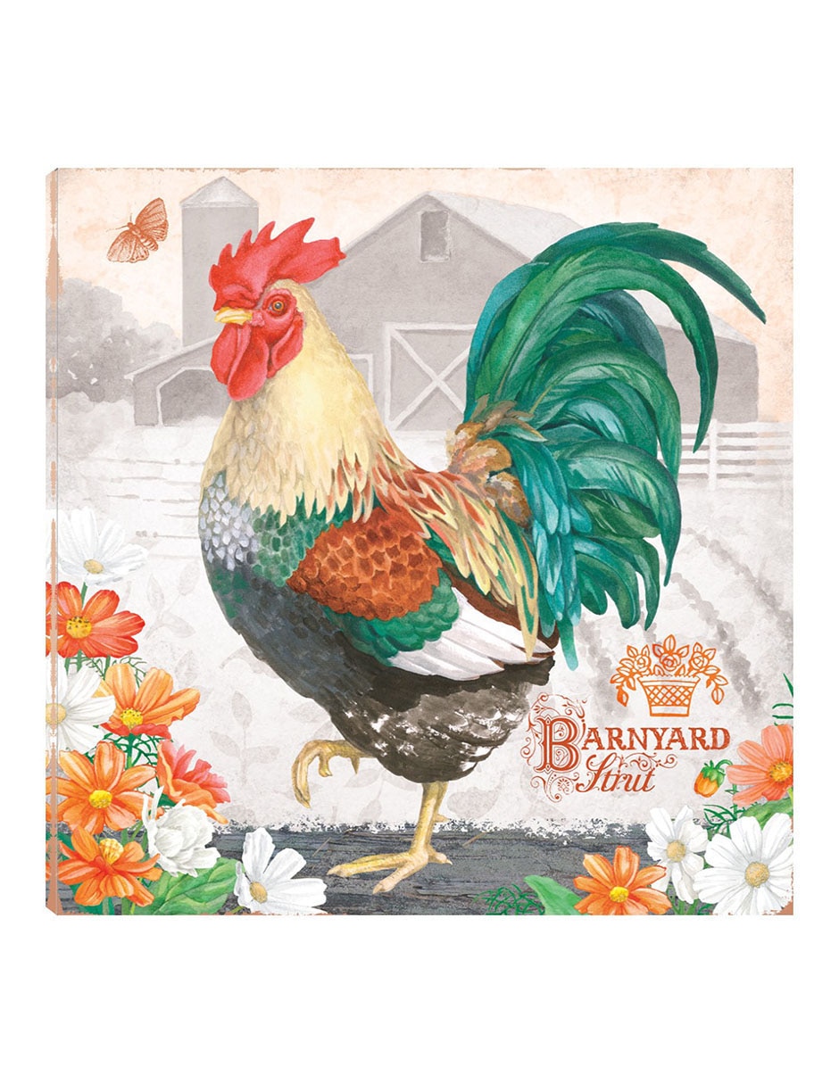 Cuadro decorativo Gallo Esmeralda técnica mixta Animales Domésticos Cuadro decorativo Gallo Esmeralda técnica mixta Animales Domésticos