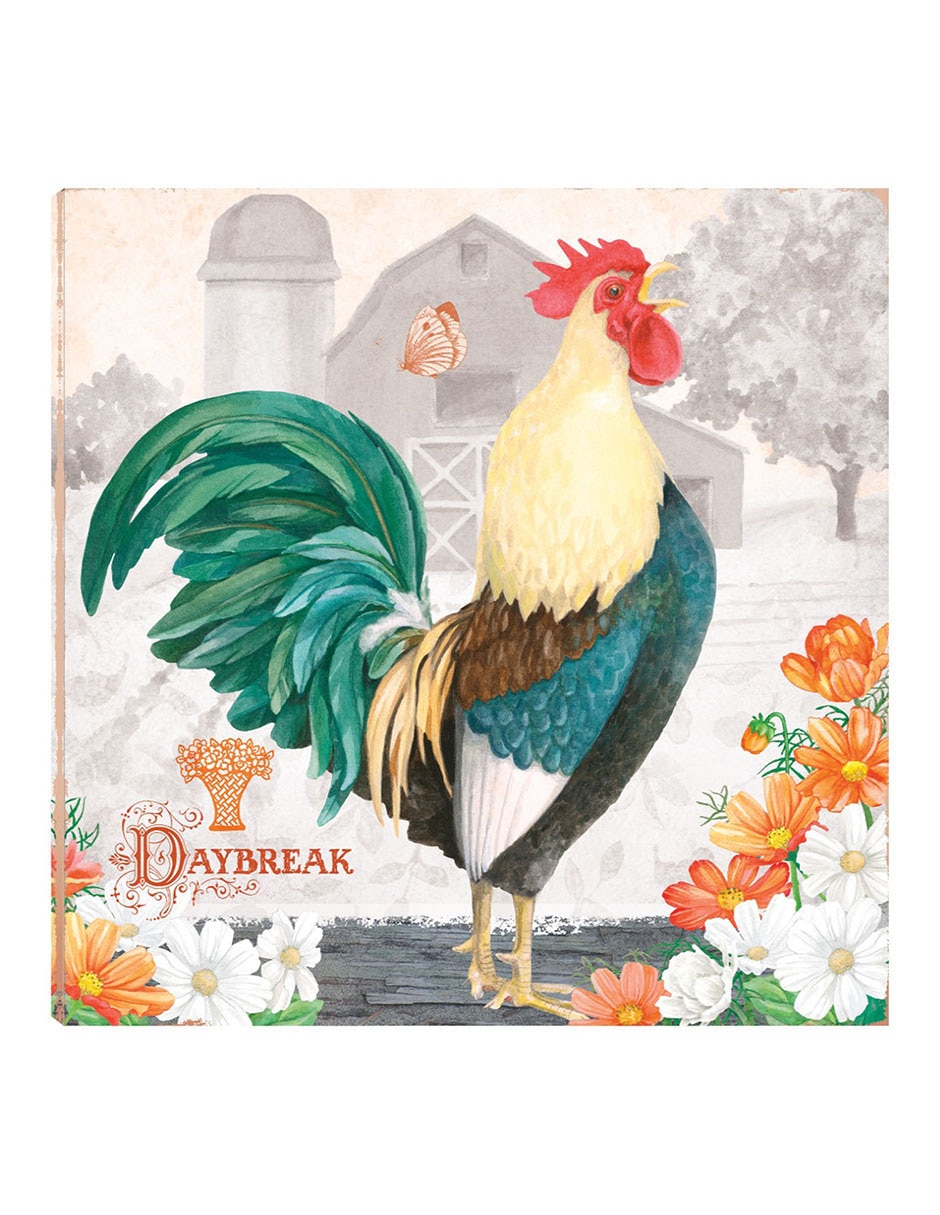 Cuadro decorativo Gallo Esmeralda Al Alba técnica mixta Animales Domésticos Cuadro decorativo Gallo Esmeralda Al Alba técnica mixta Animales Domésticos
