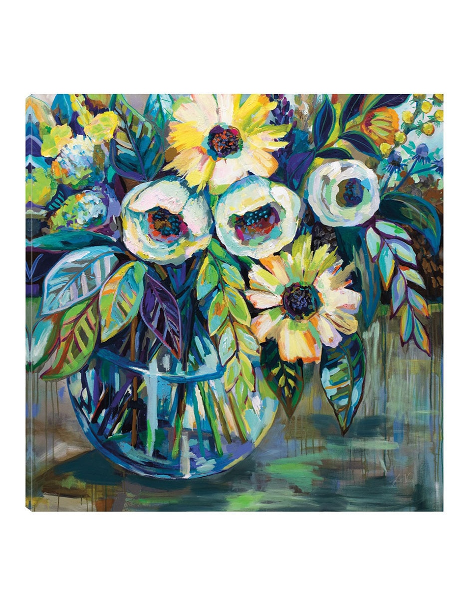 Cuadro decorativo Luz Azul técnica mixta Floreros