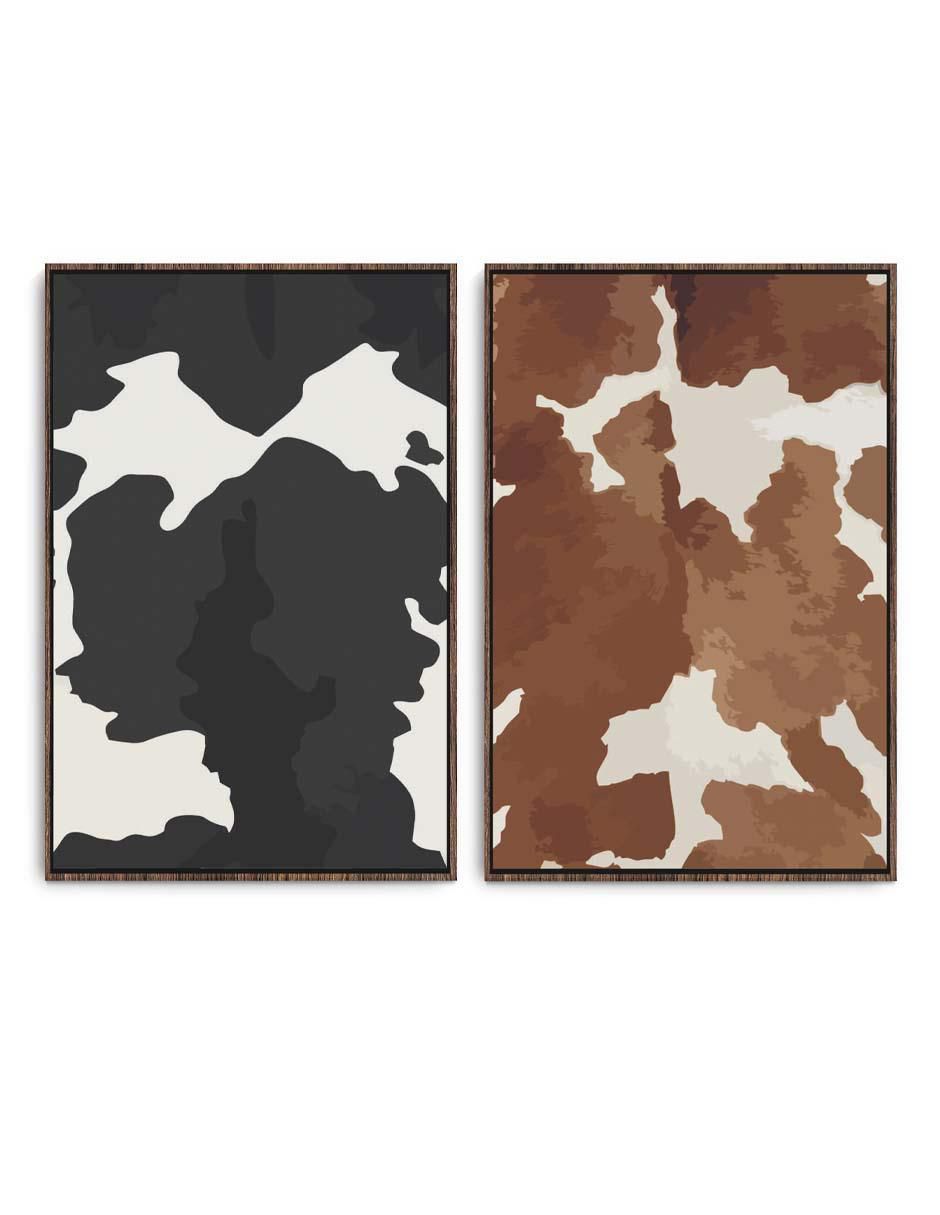 Cuadro decorativo set de piel de vaca con barniz a registro Cuadro decorativo set de piel de vaca con barniz a registro