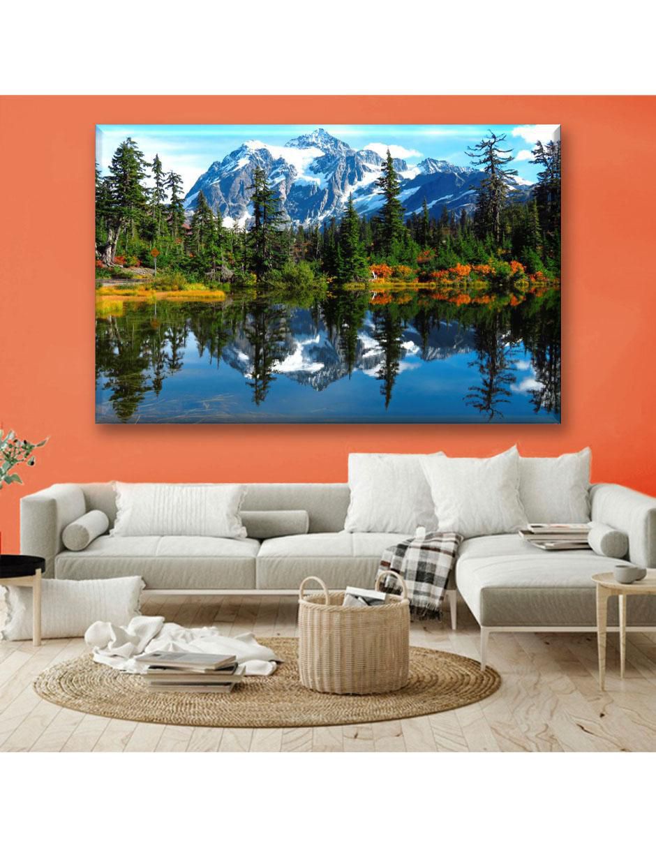 Cuadro decorativo Industria Grafica Ciento 23 Reflejo de bosque y montañas