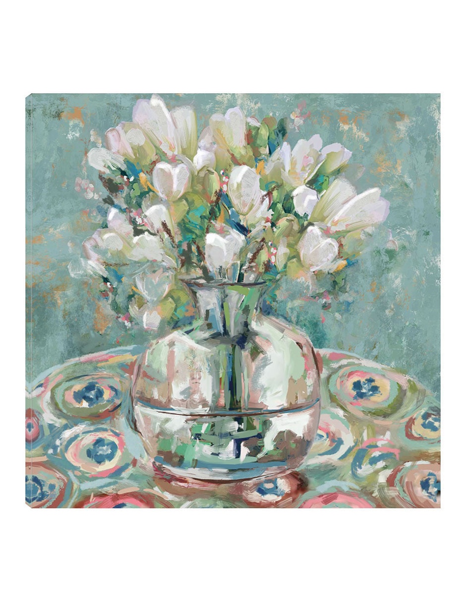 Cuadro decorativo Barcelona técnica mixta Floreros
