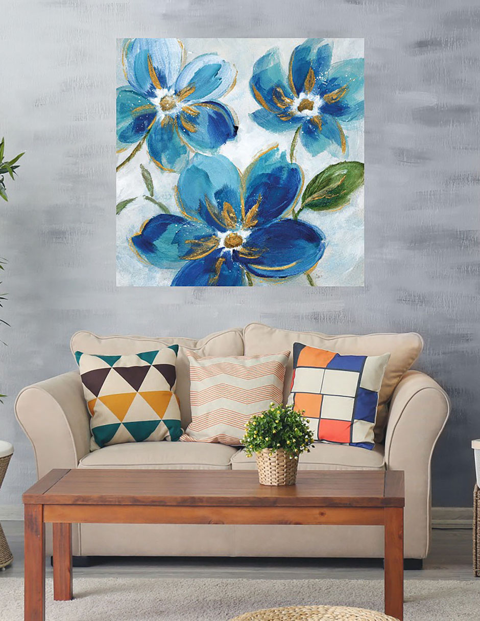 Cuadro decorativo Azules Florecientes I técnica mixta 2