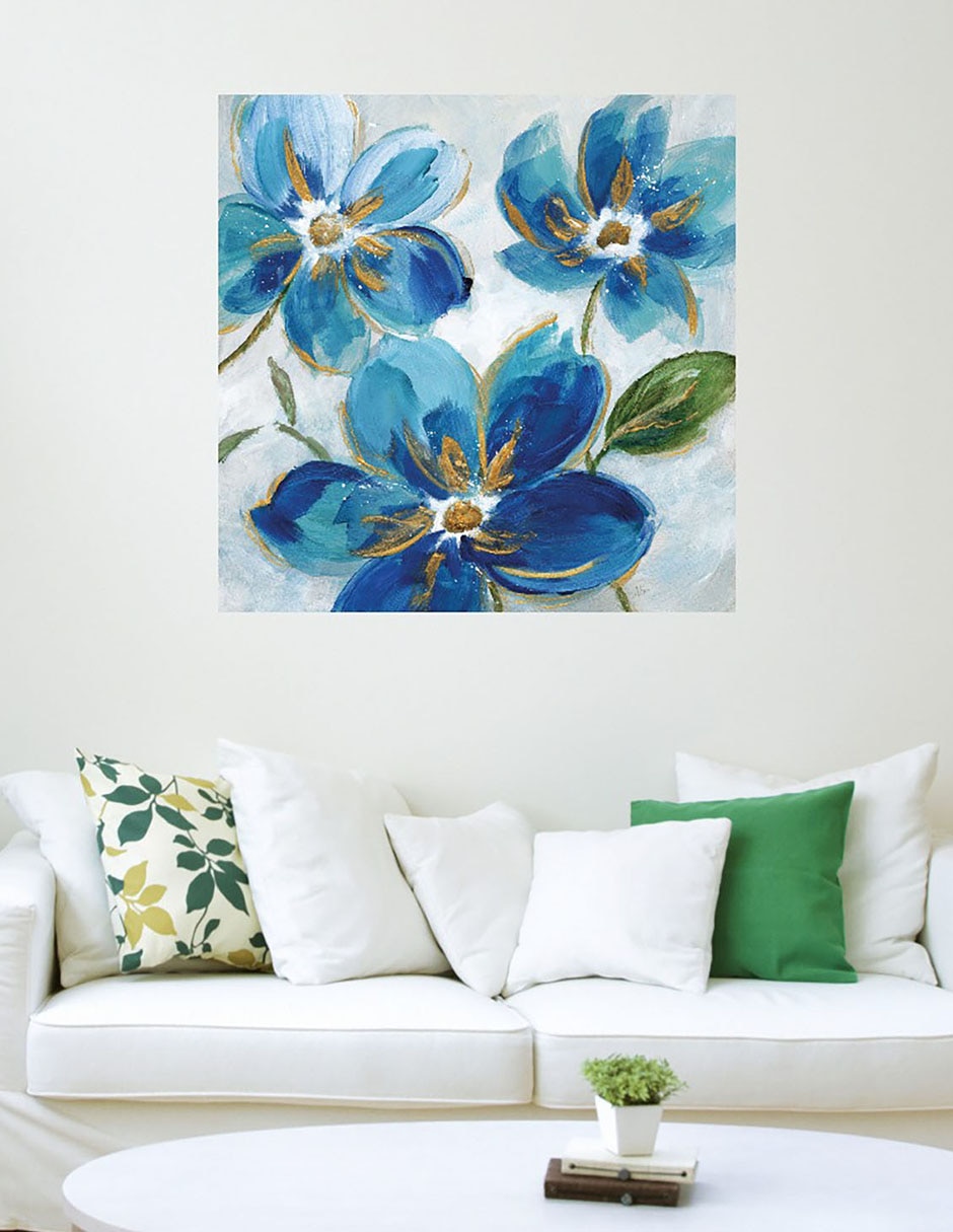 Cuadro decorativo Azules Florecientes I técnica mixta 3