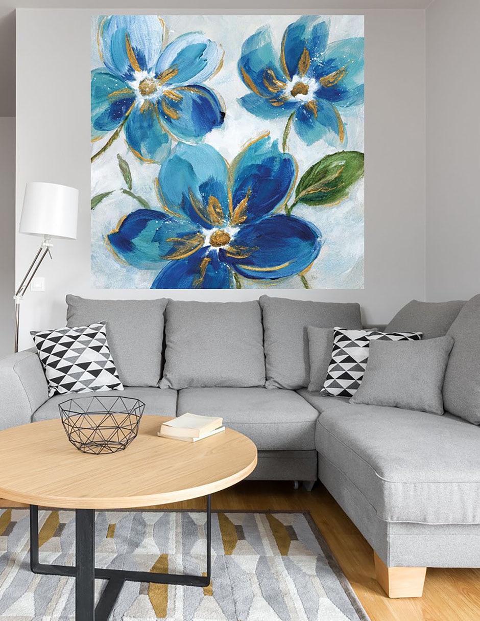 Cuadro decorativo Azules Florecientes I técnica mixta 4