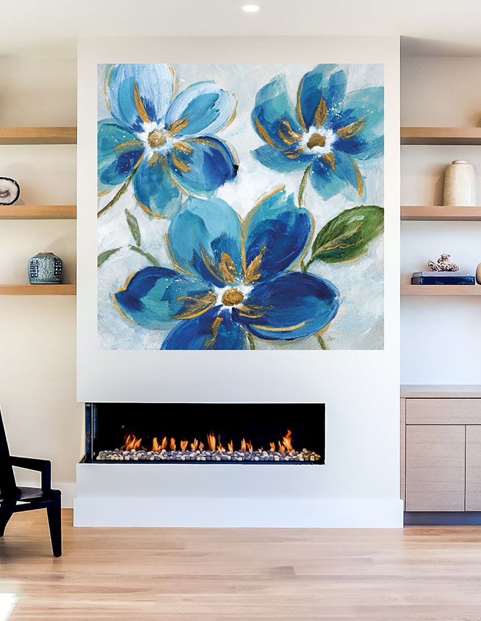 Cuadro decorativo Azules Florecientes I técnica mixta 5