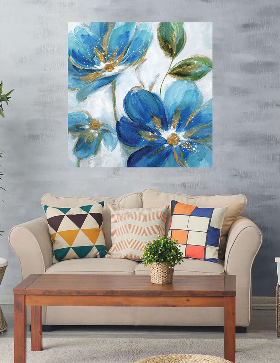 Cuadro decorativo Azules Florecientes II técnica mixta 2