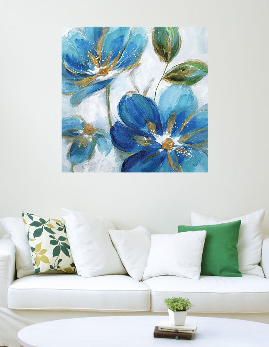 Cuadro decorativo Azules Florecientes II técnica mixta 3
