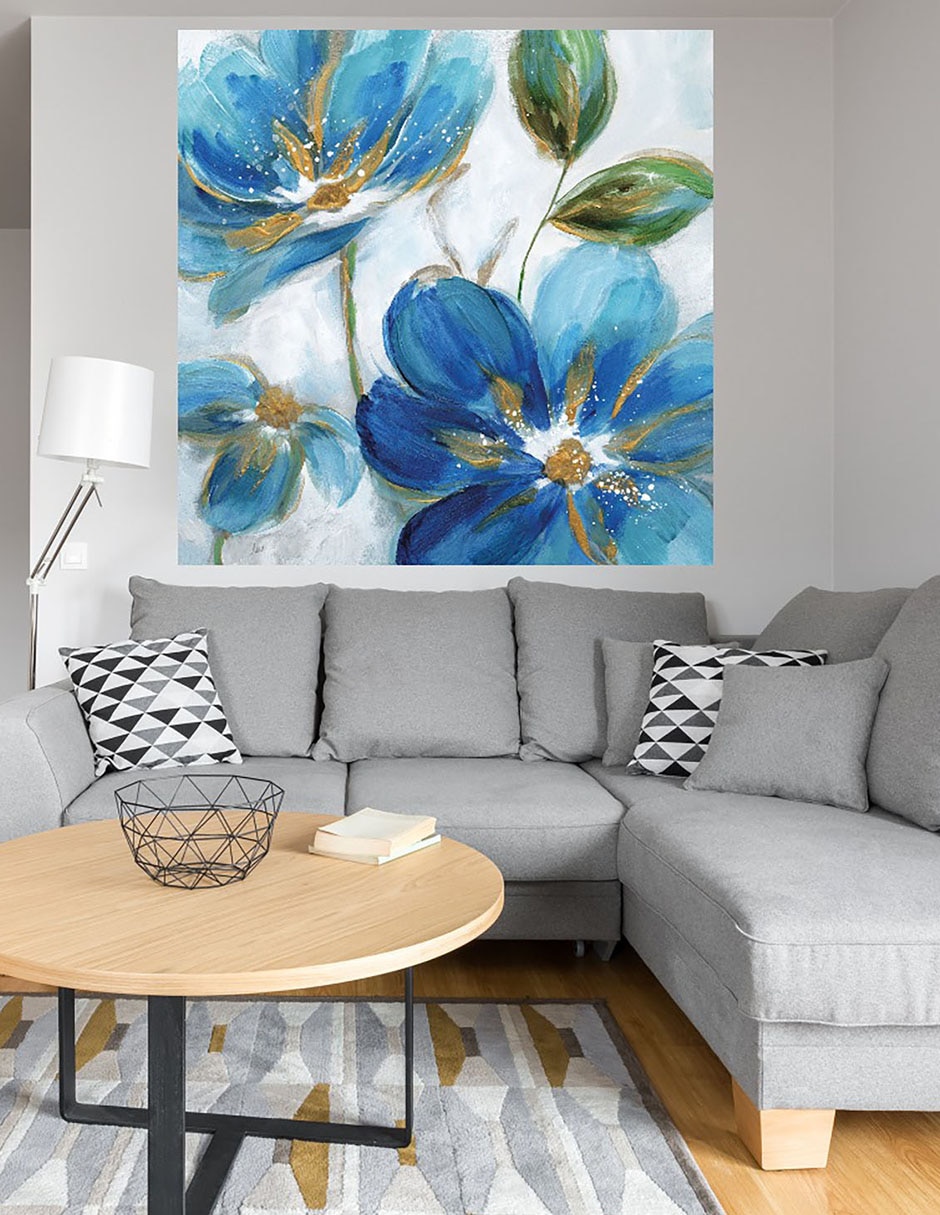 Cuadro decorativo Azules Florecientes II técnica mixta 4