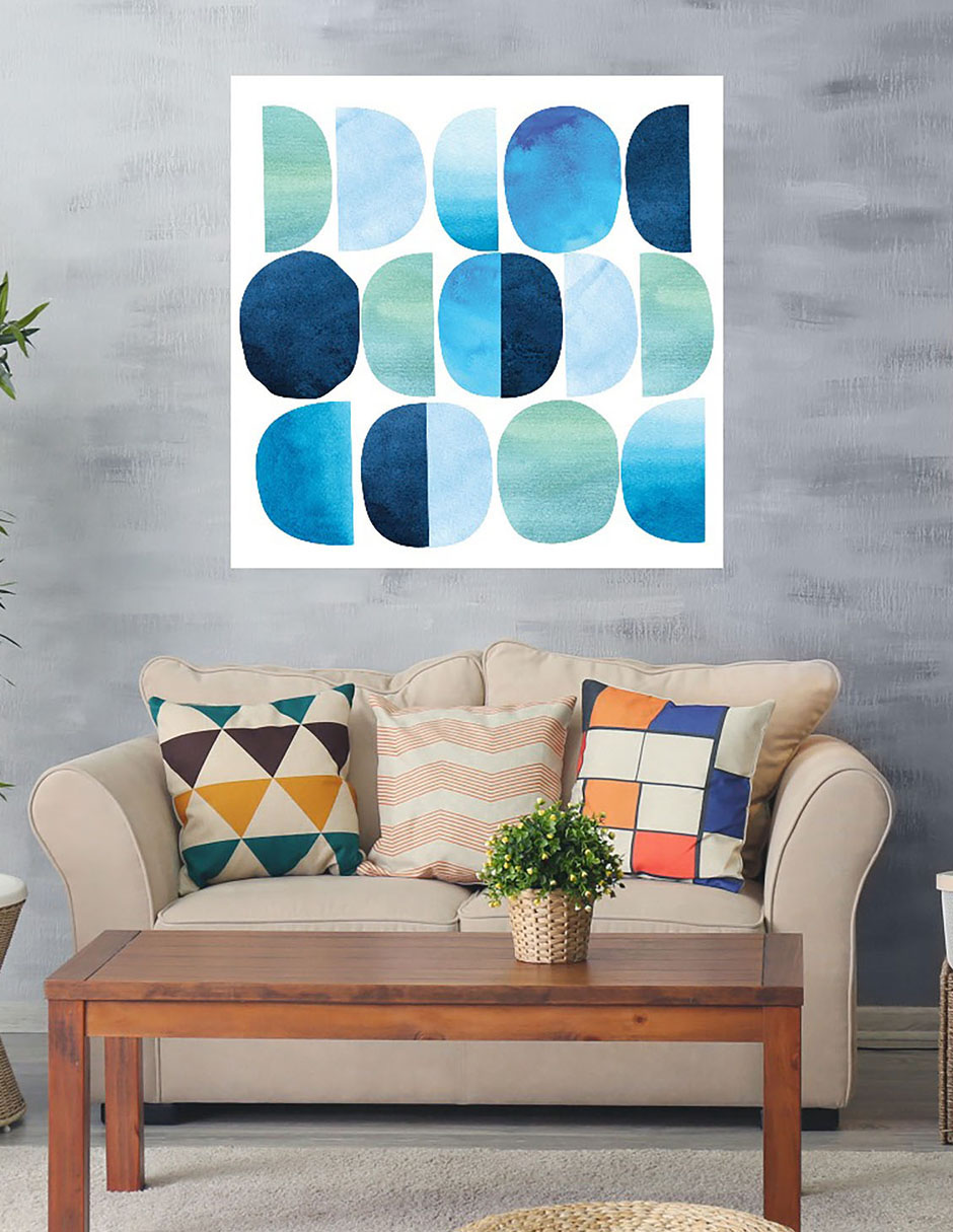 Cuadro decorativo Códigos Azul técnica mixta Formas 2