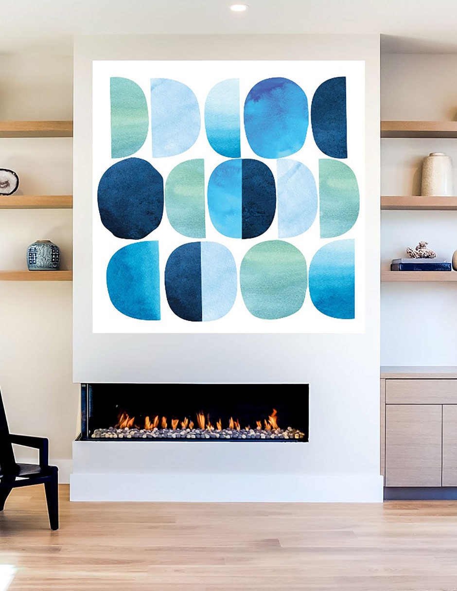 Cuadro decorativo Códigos Azul técnica mixta Formas 5