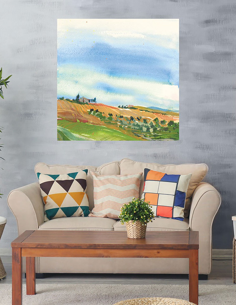 Cuadro decorativo Campos Toscanos técnica mixta 6