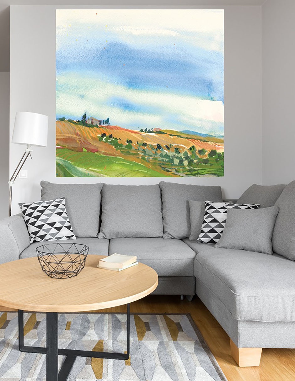 Cuadro decorativo Campos Toscanos técnica mixta 4