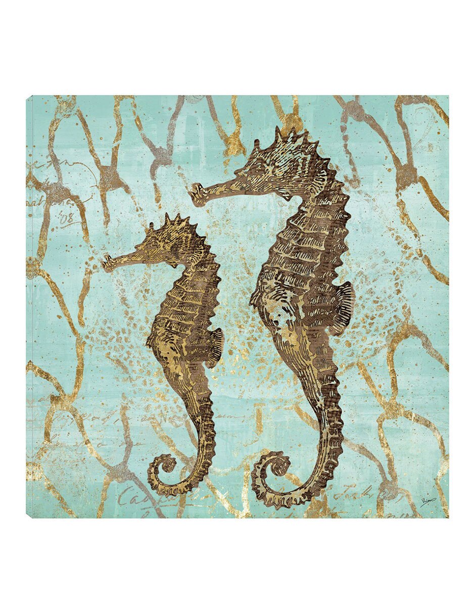 Cuadro decorativo Caballitos De Mar De Oro técnica mixta Criaturas Marinas Cuadro decorativo Caballitos De Mar De Oro técnica mixta Criaturas Marinas