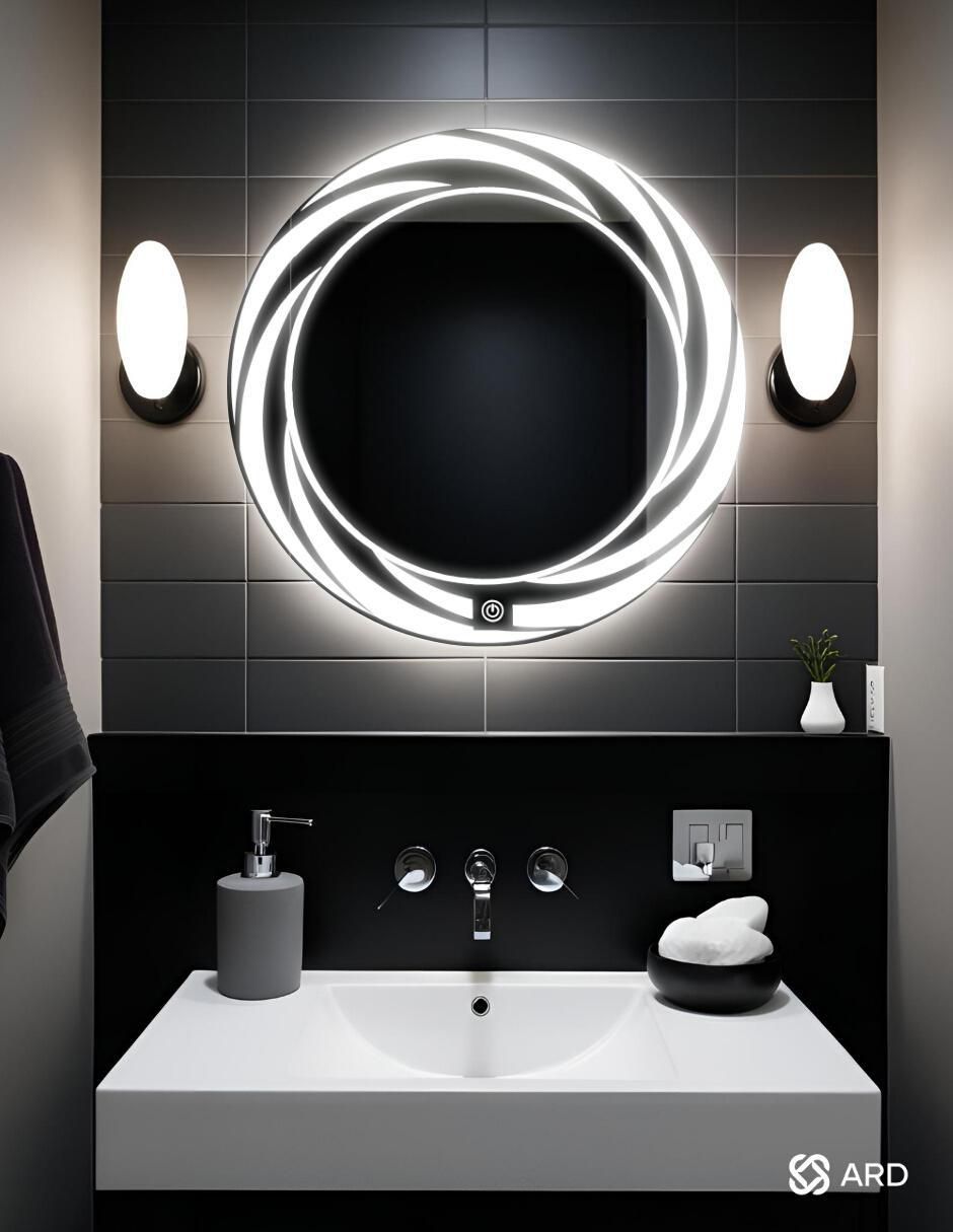 Espejo redondo para baño con luz led Glanz Tornado 3