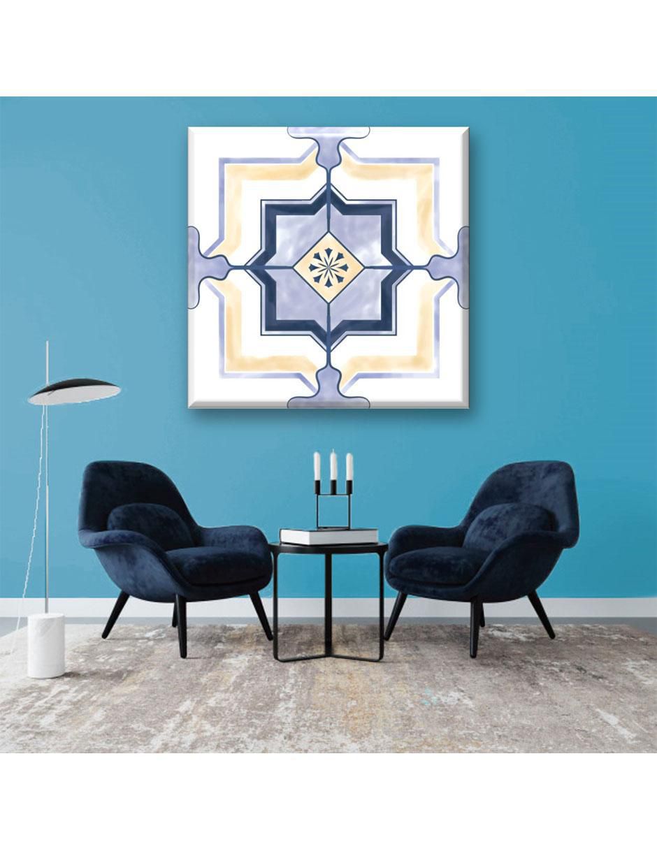 Cuadro decorativo Industria Grafica Ciento 23 Mosaico azul y dorado