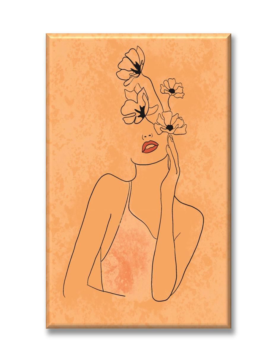 Cuadro decorativo Industria Grafica Ciento 23 Mujer flor naranja