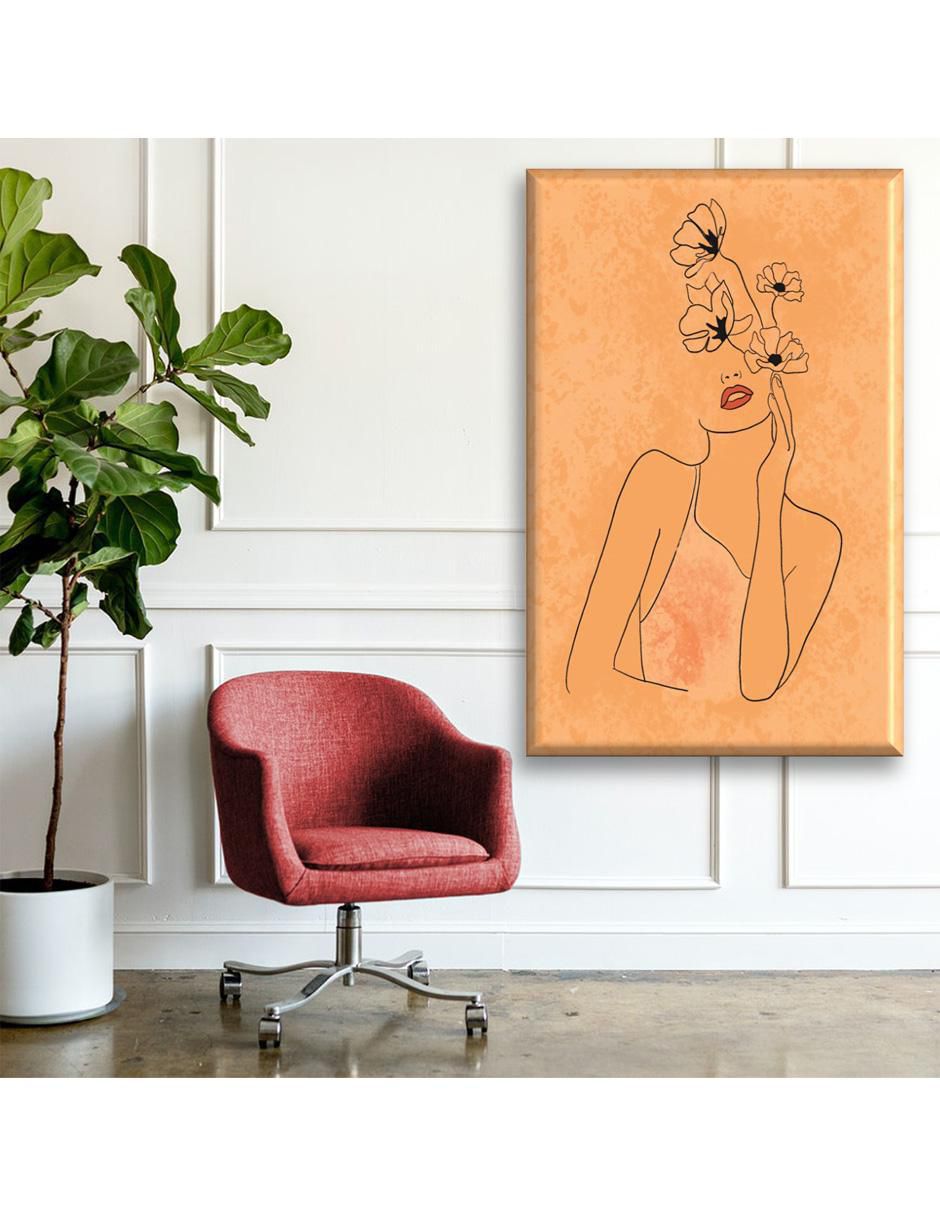 Cuadro decorativo Industria Grafica Ciento 23 Mujer flor naranja