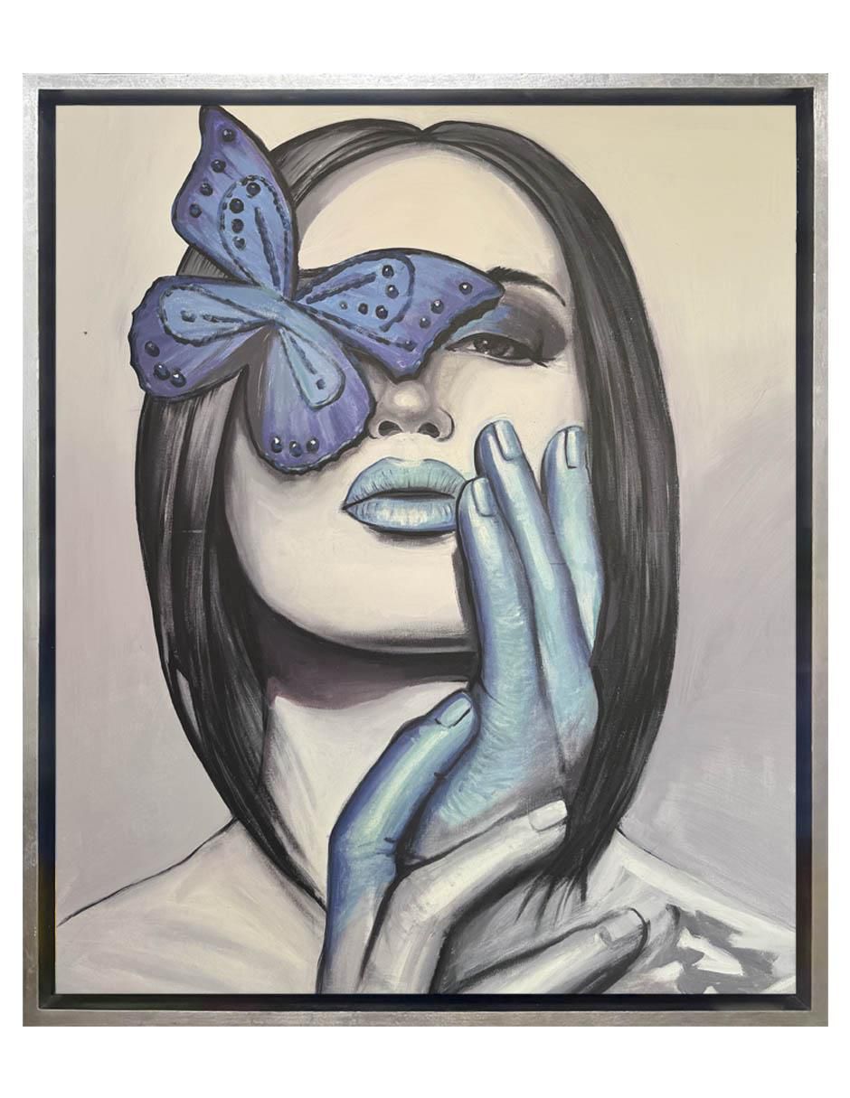 Pintura Blue Butterfly técnica acrílico Mariposas
