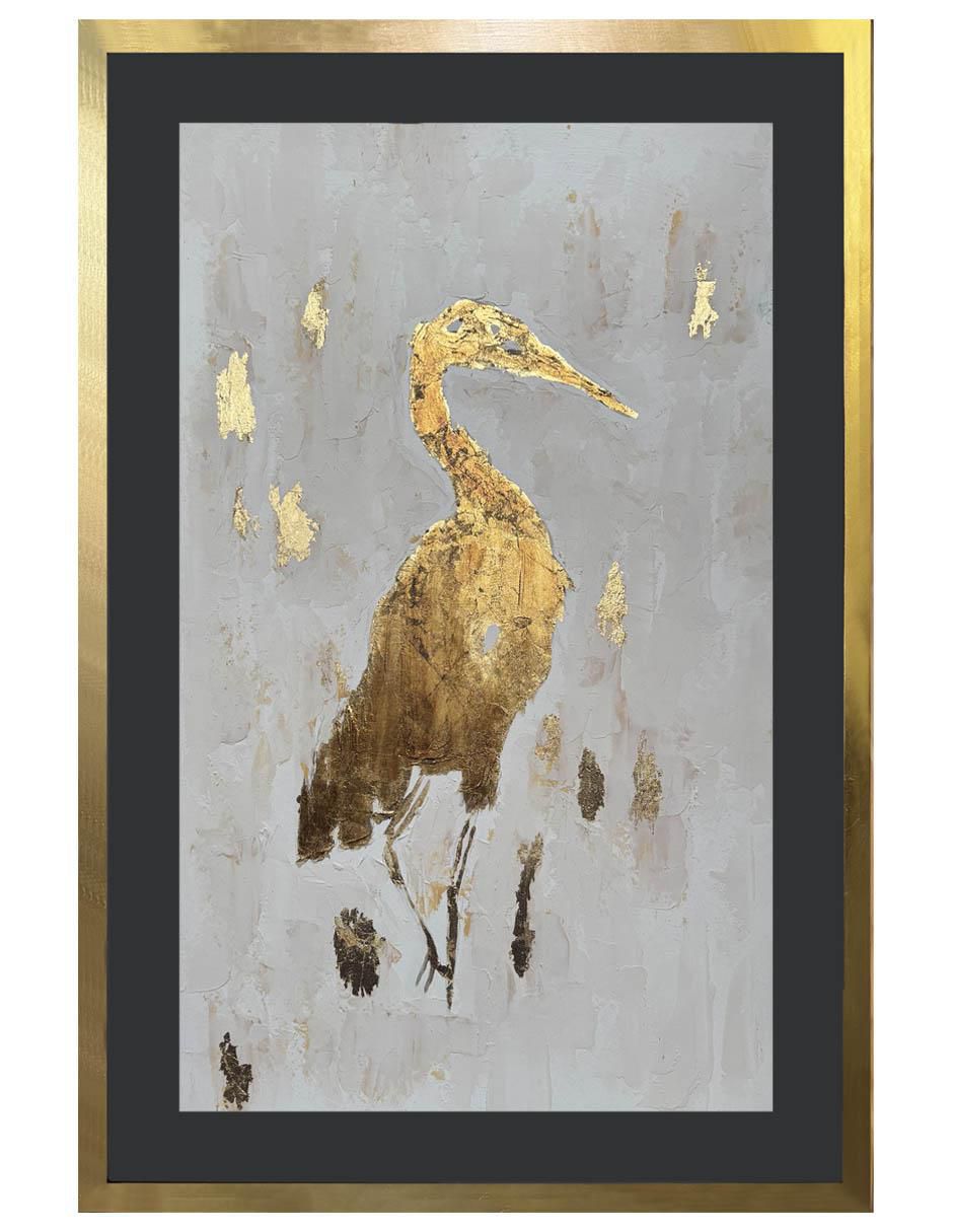 Pintura Ave De Oro técnica acrílico Animalart
