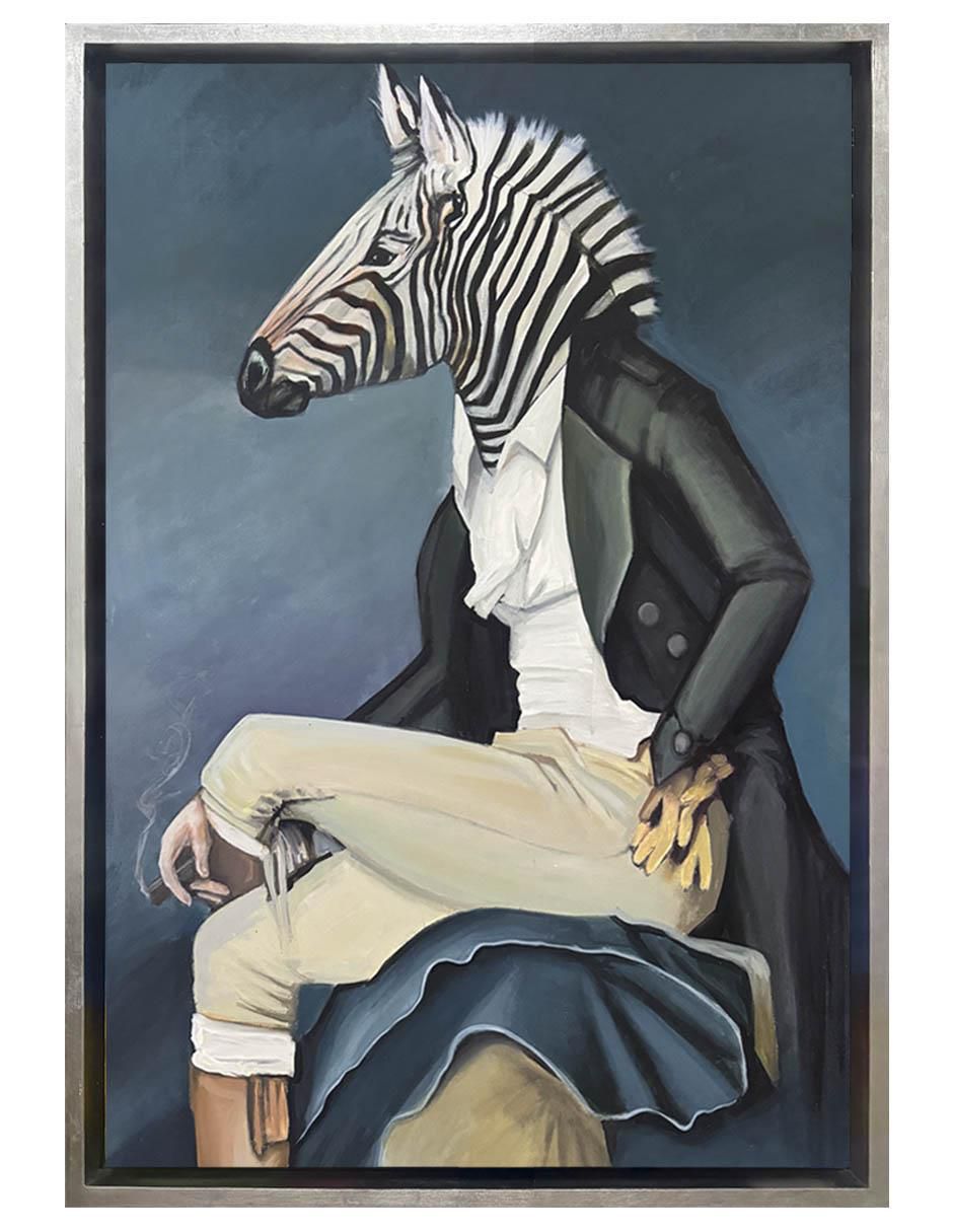 Pintura Lord Zebra técnica óleo Animalart