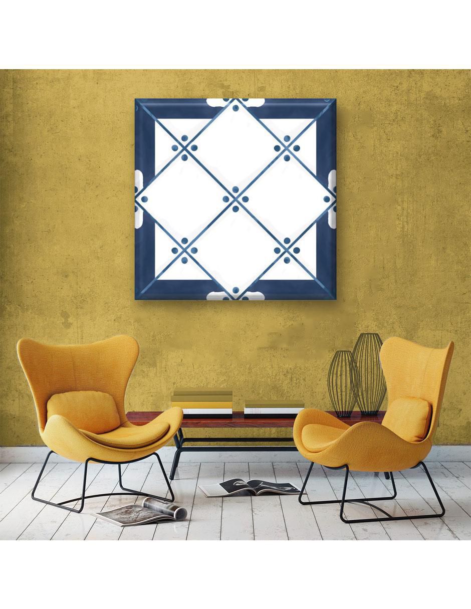 Cuadro decorativo Industria Grafica Ciento 23 Rombo azul y blanco