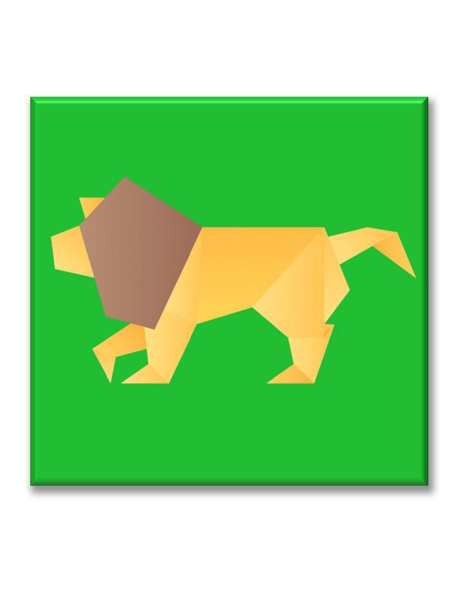 Cuadro decorativo León de origami 1