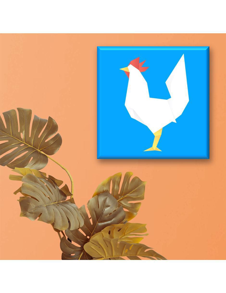 Cuadro decorativo Gallo origami 5