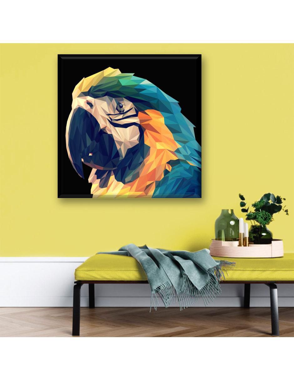 Cuadro decorativo Guacamaya poligonal 5